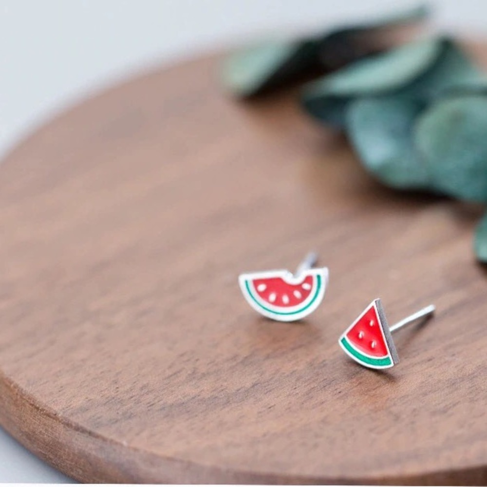925 Sterling Silver Watermelon Stud Earrings